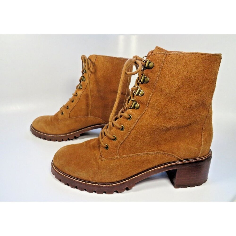 Madewell Tan Suede Lace-Up Combat Boots - Picture 7 of 14